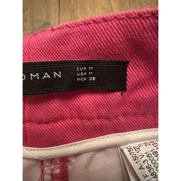 Zara Woman Hot Pink Pants Jeans Size Medium Ankle Zip Straight Leg Slim Coastal - Picture 6 of 16